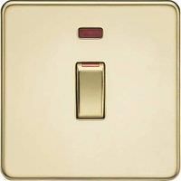 KnightsBridge 45A 1G DP Switch with Neon - Polished Brass