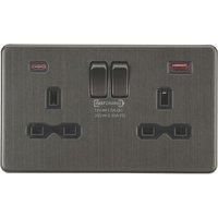 Knightsbridge 13A 2G DP Switched Socket with Dual USB A+C (20V DC 2.25A) Max. 45W - Smoked Bronze