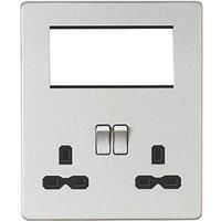 KNIGHTSBRIDGE BRUSHED CHROME SCREWLESS Switches & Sockets ALL Inserts + USB