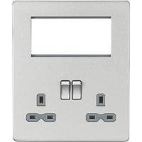 KNIGHTSBRIDGE BRUSHED CHROME SCREWLESS Switches & Sockets ALL Inserts + USB