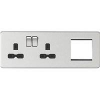 KNIGHTSBRIDGE BRUSHED CHROME SCREWLESS Switches & Sockets ALL Inserts + USB