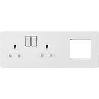 KNIGHTSBRIDGE MATT WHITE SCREWLESS Switches & Sockets WHITE Inserts + USB
