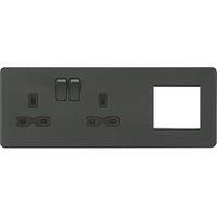 KNIGHTSBRIDGE ANTHRACITE SCREWLESS Switches & Sockets BLACK Insert + USB