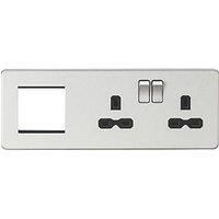 KNIGHTSBRIDGE BRUSHED CHROME SCREWLESS Switches & Sockets ALL Inserts + USB