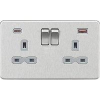 Knightsbridge Screwless Flatplate light switches & sockets BRUSHED CHROME range