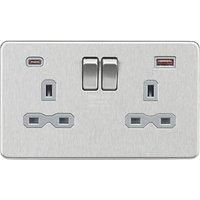 Knightsbridge Screwless Flatplate light switches & sockets BRUSHED CHROME range