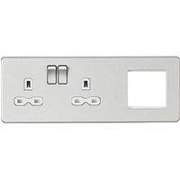 KNIGHTSBRIDGE BRUSHED CHROME SCREWLESS Switches & Sockets ALL Inserts + USB