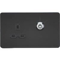 KNIGHTSBRIDGE MATT BLACK SCREWLESS Switches & Sockets CHROME ROCKER + USB