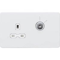 KNIGHTSBRIDGE MATT WHITE SCREWLESS Switches & Sockets WHITE Inserts + USB