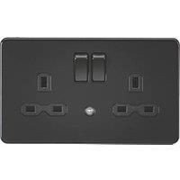 KnightsBridge 13A 2G DP Switched Socket with Night Light Function - Matt Black