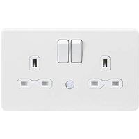 KnightsBridge 13A 2G DP Switched Socket with Night Light Function - Matt White