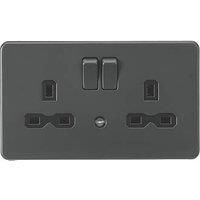 KnightsBridge 13A 2G DP Switched Socket with Night Light Function - Anthracite