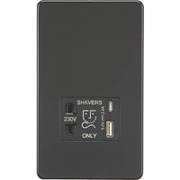 Knightsbridge Screwless Shaver socket with dual USB A+C (5V DC 2.4A shared) - matt black