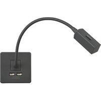KnightsBridge Screwless Reading Light with Dual USB Charger - Anthracite
