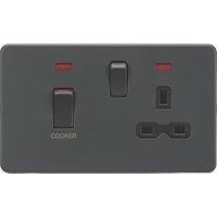 KnightsBridge 45A DP switch and 13A switched socket with neons - anthracite