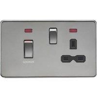 KnightsBridge 45A DP Switch and 13A Switched Socket with Neons - Black Nickel
