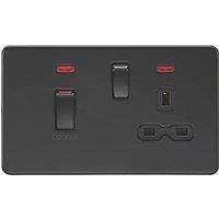 KnightsBridge 45A DP Switch and 13A Switched Socket with Neons - Matt Black