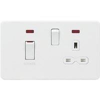 Knightsbridge 45 & 13A 2-Gang DP Cooker Switch & 13A DP Switched Socket Matt White with LED with White Inserts (509VR)