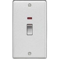 Knightsbridge CL82MNBC 45A 2-Gang DP Control Switch Brushed Chrome with LED (297TY)