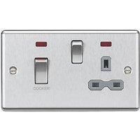 Knightsbridge 45A DP Switch and 13A Switched Socket with neons - Brushed Chrome with Grey Insert - CL83MNBCG