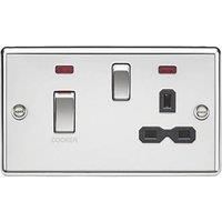 Knightsbridge 45 & 13A 2-Gang DP Cooker Switch & 13A DP Switched Socket Polished Chrome with LED with Black Inserts (247TY)