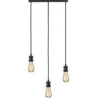 Knightsbridge Vintage Style 3-Light Bar Pendant Matt Black (752GA)