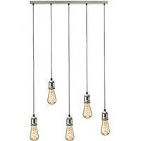 Knightsbridge Vintage Style 5-Light Bar Pendant Brushed Chrome (754GA)