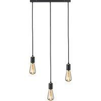 Calla - 230V E27 Contemporary 3 Light Bar Pendant - Matt Black