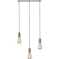Calla - 230V E27 Contemporary 3 Light Bar Pendant - Brushed Chrome