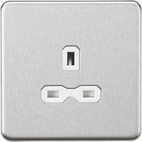 13A 1G Unswitched Socket - Brushed Chrome with White Insert