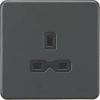 KnightsBridge 13A 1G Unswitched Socket - Anthracite with Black Insert