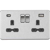 Knightsbridge Screwless Flatplate light switches & sockets BRUSHED CHROME range