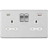 Knightsbridge Screwless Flatplate light switches & sockets BRUSHED CHROME range