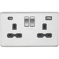 Knightsbridge Screwless Flatplate light switches & sockets POLISHED CHROME range