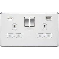 Knightsbridge Screwless Flatplate light switches & sockets POLISHED CHROME range