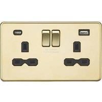 Knightsbridge Screwless Flatplate light switches & sockets POLISHED BRASS range