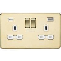 Knightsbridge Screwless Flatplate light switches & sockets POLISHED BRASS range