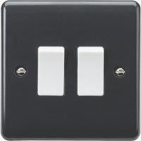 10AX Double Gang 2 Way Plate Switch Part M Compliant Anthracite