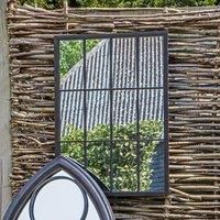Zanetti Antique Noir Metal Garden Outdoor Gatehouse Window Wall Mirror 70 x 50cm