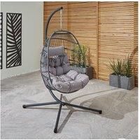Furniture Maxi Bradway Hanging Egg Chair With Cushions & Rain Cover in Grey