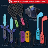 Numskull Nintendo Switch Sports Pack Mega Bundle - Designed For OLED Lite Console Users - Golf Clubs, Arm Bands, Rackets And More - Gamer Controller Accessory
