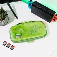 Numskull Official Ghostbusters Slimer Hard Shell Travel Case for Nintendo Switch and OLED Model 2021 Console - Fits 10 Games and Switch Accessories