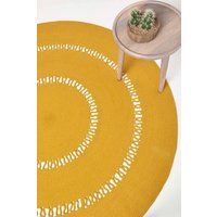 Handmade Crochet Cotton Braided Reversible Round Rugs for Living Room & Bedroom