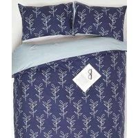 HOMESCAPES Blue Cotton Duvet Cover Set Super King Digitally Printed Leaf Design on 200TC 400 Thread Count Equivalent 100% Cotton
