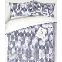 HOMESCAPES Blue Cotton Duvet Cover Set Super King Digitally Printed Geometric Design on 200TC 400 Thread Count Equivalent 100% Cotton