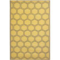 HOMESCAPES Yellow Outdoor Rug for Garden or Patio 100% Recycled Plastic 182 x 122 cm Lightweight Waterproof Garden Rug Honeycomb Geometric Design Woven Floor Mat for Indoor & Outdoor Use