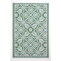 Reversible Indoor/Outdoor Garden Rugs in Motif Mosaic Leaf & Geometric Pattern