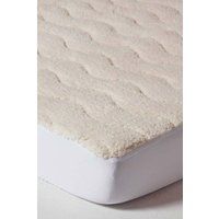 HOMESCAPES 160 x 200 cm Euro King Size Deep Quilted Fleece Mattress Topper 320 GSM Super Thick Protector with Cosy Teddy Sherpa Top 30 cm Deep Stretch Fit Fully Elasticated Skirt