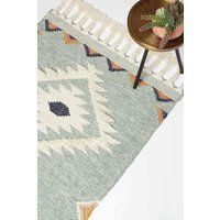 Handwoven Kilim Rug Runner Wool & Cotton in Traditional Pattern with Tassels
