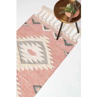 Pali Pink Kilim Runner Wool Rug 66 x 200 cm